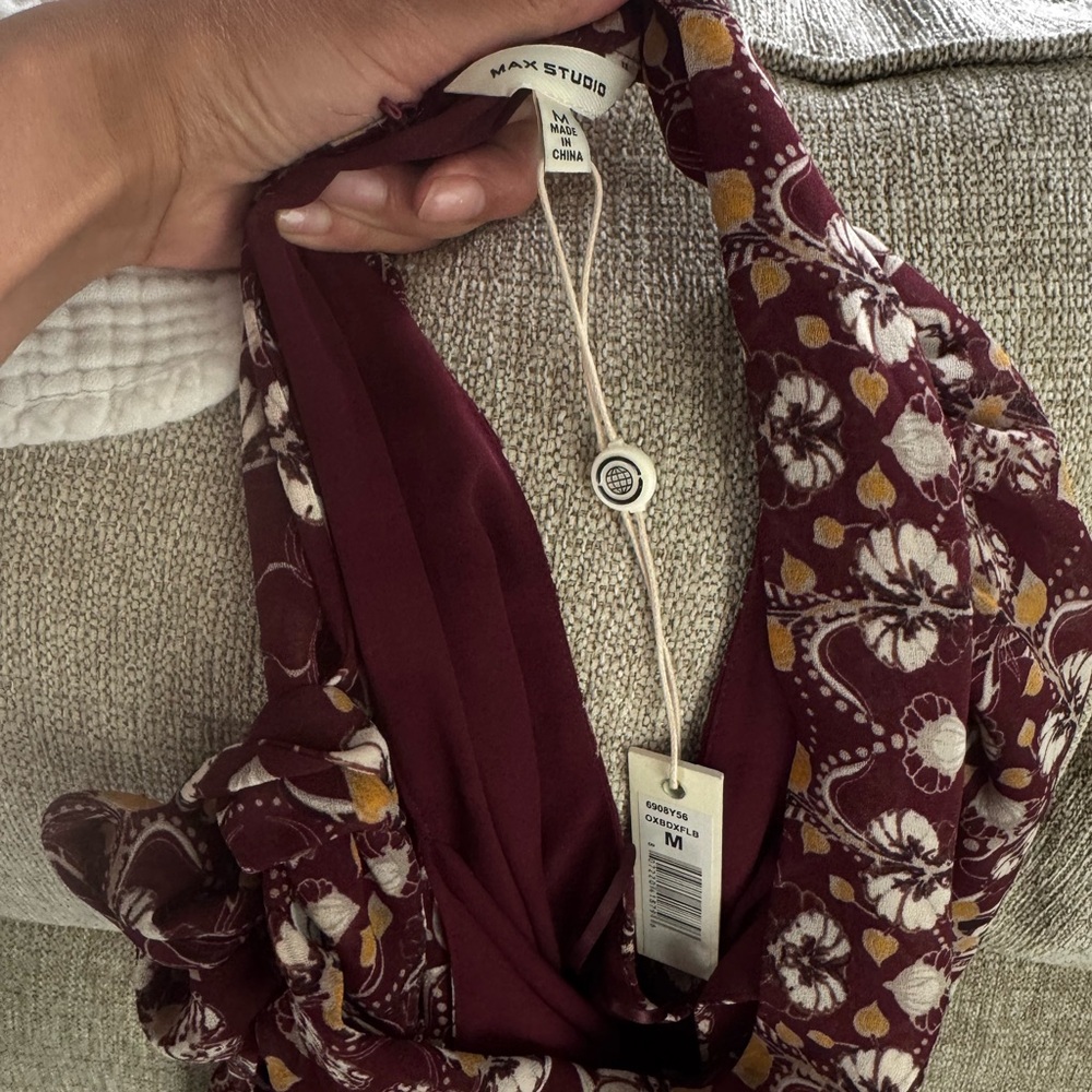 Max Studio Burgundy Floral mini dress
